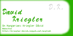 david kriegler business card